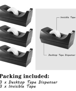 Tape Dispenser Desk with 3 Rolls Invisible Tape Dispensers Non-Skid Pad Design Tape with Dispenser, Wide Application for School, Home, Gift Wrapping 16 51IG4x4tzAL