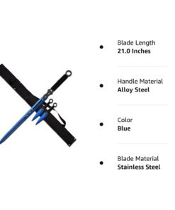 Alternative view of Snake Eye Full Tang Tactical Blade Katana/Ninja Sword/Machete/Throwing Knife, 27-Inch. Blue
