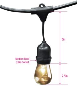 Feit Electric 72041 30 Foot Heavy-Duty Weather Resistant Decorative Indoor and Outdoor 10 Sockets Incandescent String Lights, 30', 11W, Dimmable,Black 30 ft (Pack of 1) 22 51IVNvIOlgL
