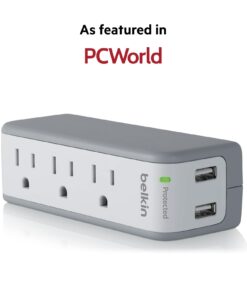Alternative view of Belkin Wall Mount Surge Protector - 3 AC Multi Outlets & 2 USB Ports - Flat Rotating Plug Splitter - Wall Outlet Extender for Home, Office, Travel, Computer Desktop & Phone Charger - 918 Joules 1 Pack