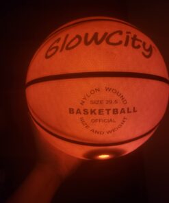 GlowCity Glow in The Dark Basketball for Teen Boy - Glowing Red Basket Ball, Light Up LED Toy for Night Ball Games - Sports Stuff & Gadgets for Kids Age 8 Years Old and Up Rubber (No Pump) 31 51IcpvIwreL