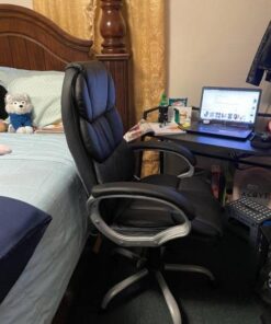 BestOffice Office Chair Cheap Desk Chair Ergonomic Computer Chair with Lumbar Support Arms Headrest PU Leather Modern Rolling Swivel Executive Chair for Back Pain Women Men Adults,Black Black 54 51IcrWo730L