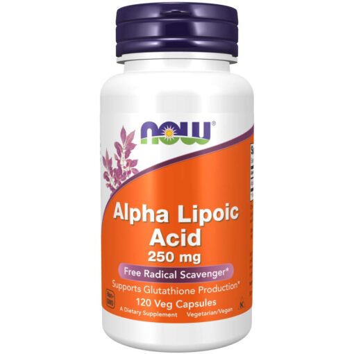 NOW Supplements, Alpha Lipoic Acid 250 mg, Supports Glutathione Production*, Free Radical Scavenger*, 120 Veg Capsules 120 Count (Pack of 1)