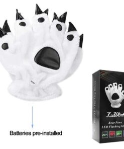 Luwint LED Finger Flashing Bear Paw Gloves Novelty Lights Up Glow Blink Show Prop Toy for Werewolf Cat Monster Costume One Size 9 51IiBhDzU6L
