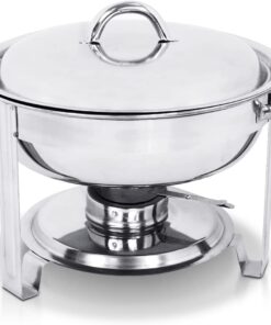 SUPER DEAL Pack of 6 Deluxe Full Size Round Durable Frame 5 Qt. Stainless Steel Chafing Dish, Dinner Serving Buffer Warmer Set 16 51IihvpE8AL