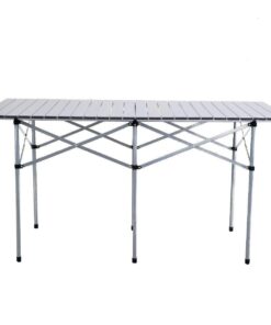 Giantex Folding Camping Table, Portable Picnic Table, Aluminium Patio Table, Roll Up Tabletop with Carrying Bag, Outdoor Compact Table for Hiking, BBQ, Party, 55" Lx28 Wx28 H 55"LX28"WX28"H with Rolled Up Tabletop 13 51In6KYJ2hL