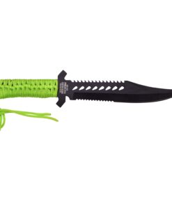Alternative view of Z-Hunter – Fixed Blade Survival Knife – Partially Serrated Black Steel Blade with Sawback, Full Tang, Green Cord Wrapped Handle w/Lanyard, Nylon Sheath, Outdoor, Hunt, Camp, Hike, Survival, ZB-103