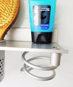 Cavoli Hair Blow Dryer Holder Wall Mounted,Space Aluminum, Nail free glue/Drilling screw, Bathroom Hanging Rack Organizer with 2 Cups double-cup 29 51J6trgNKHL