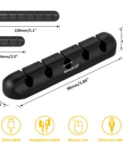 Cable Clips, 3 Packs Cord Management Organizer, Silicone Adhesive Hooks, Wire Cord Holder for Power Cords and Charging Accessory Cables, Mouse Cable, PC, Office and Home (7, 5 and 3 Slots) 21 51JMlkBrhAL