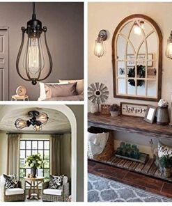 Alternative view of EFINEHOME 2 Pack Replacement Lofe Minimalist Art Industrial Vintage Style Black Hanging Pendant Light Fixture Metal Wire Cage Lamp Guard Pomelo Lampshades