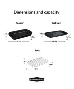 Granite Ware 3 Piece Multiuse Set (Speckled Black) Enamelware Bake, Broiler Pan and Grill - With Rack Suitable for Oven, direct on Fire. 23 51JbKhtCjEL