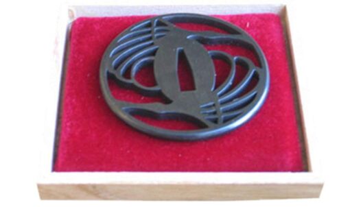 Handmade Sword - Iron Alloy Samurai Sword Tsuba, with Wooden Box, for Katana Wakizashi Swords Black Wing