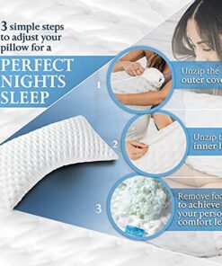 Alternative view of Zoey Sleep Side Sleep Pillow for Neck and Shoulder Pain Relief - Adjustable Memory Foam Bed Pillows for Sleeping - Plush Machine Washable Pillow Cover - Queen Size 19" x 29" (Queen, White) Queen (Pack of 1)