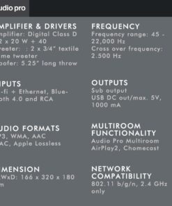 Audio Pro Addon C10 MKII Wireless Speaker | Multi-Room Bluetooth Speaker, Outdoor, Home, Camping, Travel, Beach | Chromecast Built-in, Airplay 2, Spotify Connect Compatible | Black C10 Mkll Black 16 51JnvowuvzL