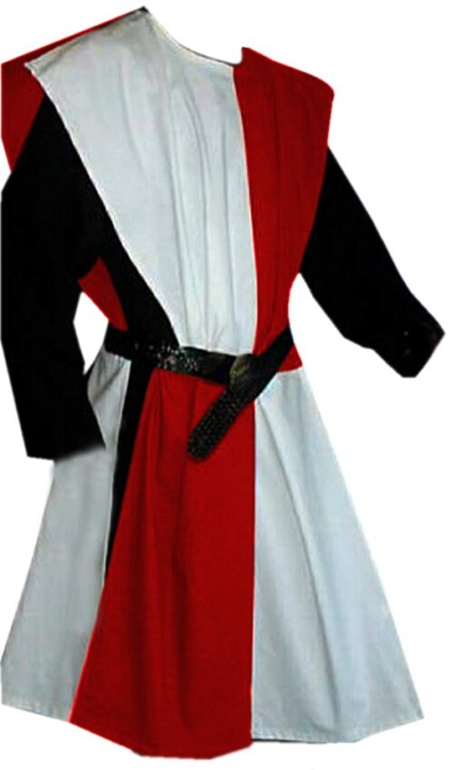 SUNLEXA Medieval Knight Tunic Surcoat LARP Cosplay Costume Halloween Costumes Men's Costumes Renaissance Tabard (S-6XL) White/Red X-Large