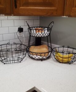Gourmet Basics by Mikasa Loop and Lattice Wire Basket, Antique Black 20 51JwYChYe L