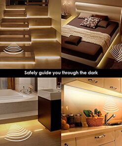 Vansky Motion Activated Bed Light, Flexible LED Strip Motion Sensor Night Light Bedside Lamp Illumination with Automatic Shut Off Timer (Warm Soft Glow) 27 51JzUWXq2GL