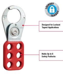 Alternative view of Master Lock 420 Lockout Tagout Hasp with Vinyl-Coated Handle, Red 1" Inside Jaw Diameter