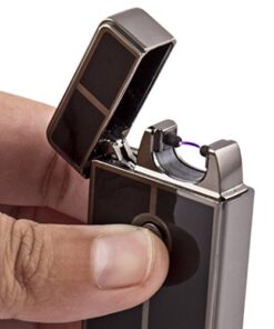 Tesla Coil Lighters™ USB Rechargeable Windproof Arc Cigarette Lighter with Charging Cable and Carrying Pouch Black/Silver 17 51K6iytJISL