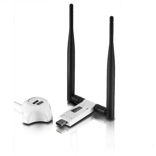 Netis Wireless N 300Mbps Long-Range USB Adapter with Two 5dBi Antennas and USB 2.0 Cradle (WF-2116), 300 Mbps High Gain