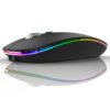 Uiosmuph LED Wireless Mouse, G12 Slim Rechargeable Silent Mouse, 2.4G Portable USB Optical Computer Mice with USB Receiver and Type C Adapter (Matte Black) Matte Black 73 51KCV2cdDsS