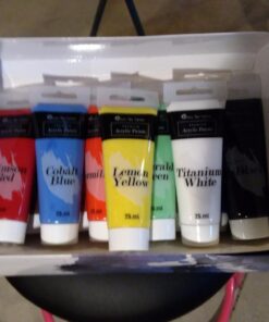 Castle Art Supplies 12 Large Acrylic 75ml Paint Tubes Set for Adults Beginner Artists Students | Ideal for Canvas Wood Ceramic Fabric and Nail Art 12 Count (Pack of 1) 30 51KHLj5YQL