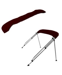 MSC 3 Bow 4 Bow Bimini Top Boat Cover with Rear Support Pole and Storage Boot (Burgundy, 3 Bow 6'L x 46" H x 54"-60" W) 3 Bow 6'L x 46"H x 54"-60"W Burgundy 14 51KRkTxuSHL