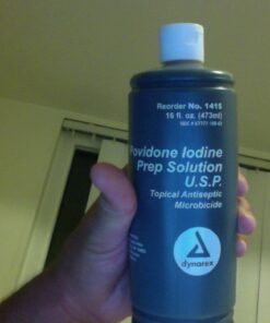 Dynarex Povidone Iodine Prep Solution USP, Effective Topical Antiseptic Liquid for Skin and Mucosa, Cleansing and Preparation, Brown, 1 - 16 Fluid Oz. Bottle Unflavored 16 Fl Oz (Pack of 1) 29 51KSalXp5lL