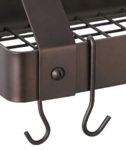 Old Dutch Wall-Mount Bookshelf Pot Rack with Grid & 12 Hooks, Oiled Bronze, 36.25" x 9" x 11.5" 20 51Kgk14G0pL 1