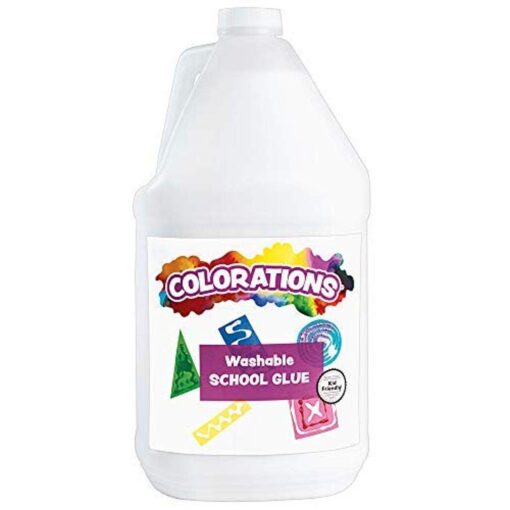 Colorations Washable White Glue, 1 gallon, Dries Clear, Gluing, Crafts, School Glue, Home Glue, Office Glue, Craft Projects, Washable Glue, Non Toxic Glue, Homeschool, Home School Use 1 Pack