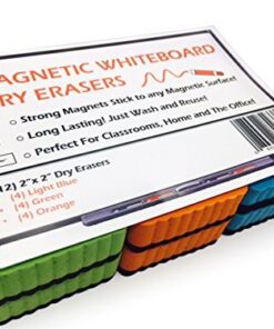 Premium Magnetic Dry Erase Erasers | 12-Pack | Magnetic Whiteboard & Chalkboard Erasers | Dry Erasers for White Boards | Perfect Erasers for the Classroom, Home or Office! Light Blue, Green and Orange 9 51KpNXEvSlL