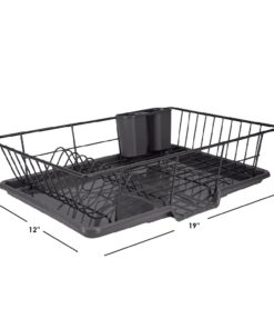 Dish Drying Rack (Black) | By Home Basics | Dish Drainers For Kitchen Counter | With Sloping Tray and Utensil Holder | Big Dish Drying Rack 20 51Ksf91q7RL