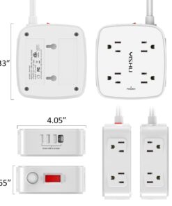 6 Ft Surge Protector Power Strip - 8 Widely Outlets with 4 USB Ports, 3 Side Outlet Extender with 6 Feet Extension Cord, Flat Plug, Wall Mount, Desk USB Charging Station, ETL,White 6 Ft 30 51KvPIVorLL