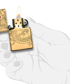 Zippo Dragon Lighters Chrome High Polish Gold Plate Chinese Dragon 13 51L168g41xL