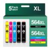 564XL Ink Cartridges Replacement for HP 564 ink cartridges combo pack to use with Photosmart 5520,6520,7520,5510, OfficeJet 4622 4620, DeskJet 3520 3522 (HP 564xl,Black, Cyan, Magenta, Yellow, 5 Pack) 9 51L48UxPz9L
