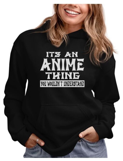 Anime Hoodie Women Teen Girls It's an Anime Thing Novelty Pullover Hoodies Medium Anime Hoodie / Black