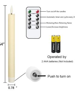 GenSwin Flameless Ivory Taper Candles Flickering with 10-Key Remote, Battery Operated Led Warm 3D Wick Light Window Candles Real Wax Pack of 6, Christmas Home Wedding Decor(0.78 X 9.64 Inch) A-6 Ivory 23 51LJAd8BszL