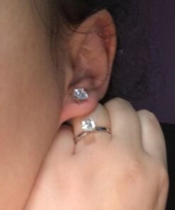 Amazon Essentials Plated Sterling Silver Cubic Zirconia Stud Earrings (Round & Princess) White/Platinum 6.5 mm Round Cut 42 51LL0ZNsXtL