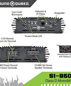 Soundqubed Audio Amplifier s1-850 Mono Amp Car Audio Amplifier w/Remote Control Gain Knob Max Output Competition Audio Sub Amp Subwoofer Amplifier 1000 Watt Amp 900 Watt 10 51LQ3Fu2CJL