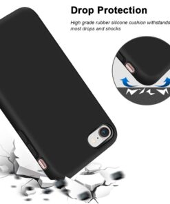 Anuck iPhone SE Case 2022/2020, iPhone 8 Case, iPhone 7 Case, Non-Slip Liquid Silicone Gel Rubber Bumper Phone Case Soft Microfiber Lining Hard Shockproof Protective Cases Cover 4.7", Black 19 51LR1gVHD8L