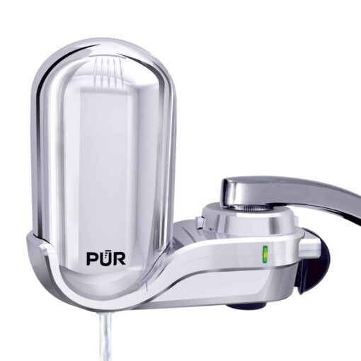 PUR PLUS Faucet Mount Water Filtration System, 3-in-1 Powerful, Natural Mineral Filtration with Lead Reduction, Vertical, Chrome, FM3700B