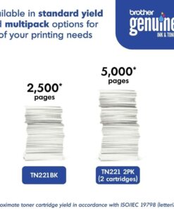 Brother Genuine Standard Yield Toner Cartridge, TN221BK, Replacement Black Toner, Page Yield Upto 2,500 Pages, Amazon Dash Replenishment Cartridge, TN221 Single Toner Set 18 51LXvbdmTRL