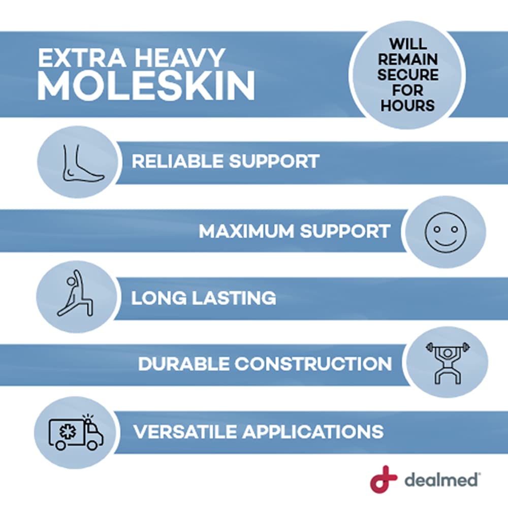 Dealmed Extra Heavy Moleskin Tape – 1 Roll, 2" x 5 Yards/Roll Moleskin for Feet and Virtually Any Body Part, Great for Corns, Calluses, and Blisters 4 Dealmed Extra Heavy Moleskin Tape – 1 Roll, 2" x 5 Yards/Roll Moleskin for Feet and Virtually Any Body Part, Great for Corns, Calluses, and Blisters - Image 4
