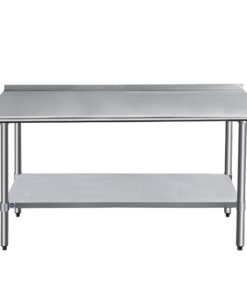 Alternative view of ROCKPOINT Stainless Steel Table for Prep & Work with Backsplash 60x24 Inches, NSF Metal Commercial Kitchen Table with Adjustable Under Shelf and Table Foot for Restaurant, Home and Hotel 60x24inch