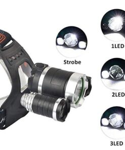 AUERVO Rechargeable LED Headlamp, 10000 Lumens Bright Headlight, Portable Waterproof Flashlight Kit with Rechargeable Batteries for Night Hunting Fishing Camping Black 13 51LedUkoNoL