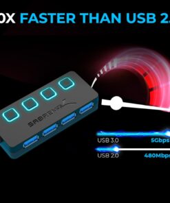 Sabrent 4-Port USB Hub, USB 3.0 Fast Data Hub with Individual LED Power Switches, 2 Ft Cable, Slim & Portable, for Mac & PC (HB-UM43) 25 51LhupSP0HL