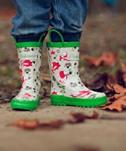 OAKI Kids Rubber Rain Boots with Easy-On Handles, Timber Critters, 11 Little Kid 14 51LlD6YEkSL