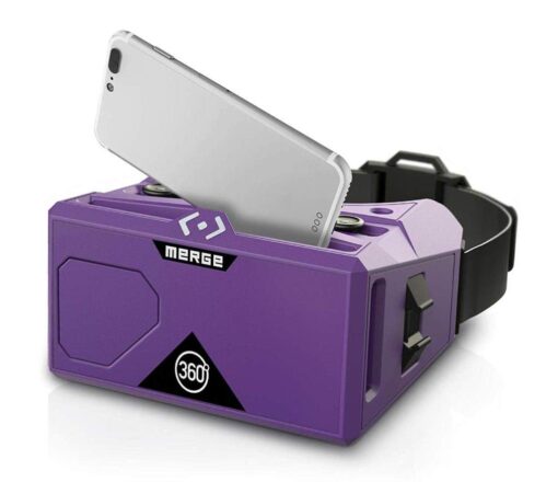 Merge VR Headset - Augmented Reality and Virtual Reality Headset, Play Educational Games and watch 360 Degree Videos, STEM Tool for Classroom and Home, Works with iPhone and Android (Pulsar Purple)