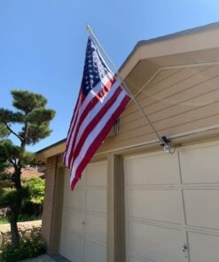 American Flag Pole Holder Kit Silver | Heavy Duty Outdoor Flagpole | 3x5’ Flag | 210D Nylon United States Flag | 6’ Adjustable Spinning Flag Pole | House Mount Bracket | Commercial | High Winds Flag Pole Kit w/ Silver Pole 16 51LzoPC6D1L