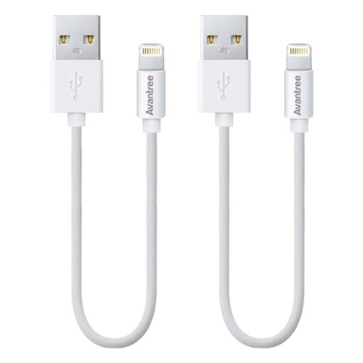 Avantree [Apple MFi Certified 2 Pack iPhone Cable Short, Apple Lightning Cable 1ft for iPhone X, 8, 7, 6s, 6, 6 Plus, 5 iPod iPad, High Speed Data Sync and Charge Cable - White